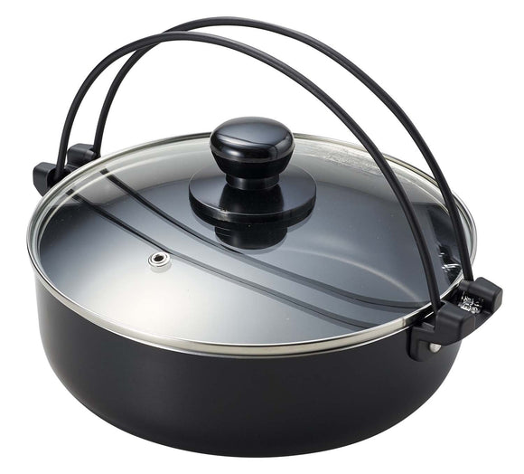 Pearl Metal HB-182 Luxurious Extreme, Fluorine Treatment, IH Compatible, Sukiyaki Pot with Glass Lid, 7.9 inches (20 cm)