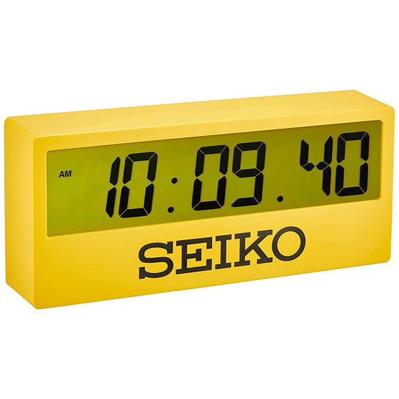 Seiko Clock SQ816Y Wall Clock, Yellow, 4.9 x 11.4 x 2.4 inches (125 x 290 x 61 mm), Digital Sports Timer Design Wall Clock