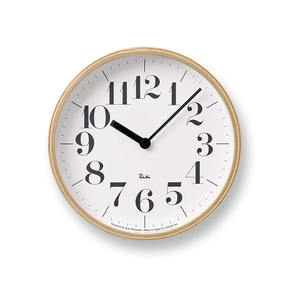 Remnos WR-0401S Lemnos Wall Clock, Analog, Natural Colored Wood, Liki S, Natural, Diameter 8.0 x Thickness 1.9 inches (203 x 48 mm)