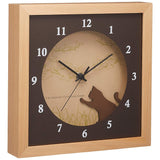 K-ART.JAPAN DC-3008 DECLOCK Verdure Cat Wall Clock, Natural, Width 8.7 x Height 8.7 x Thickness 1.8 inches (22 x 22 x 4.5 cm)