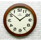 Santel Wall Clock, Brown, Diameter 13.0 x 1.8 inches (330 x 45 mm), Brain Training, Wooden Reverse Clock, BR (Brown) QL889-BR