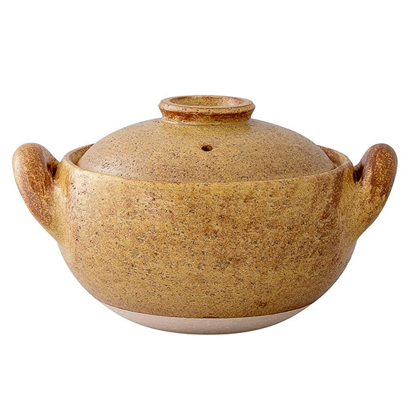 Hasegatani Pottery ACT-31 Miso Soup Pot, Earthenware Pot, Large, For 3 to 4 People, Approx. 9.1 inches (23 cm), Approx. 60.9 fl oz (1,800 ml), Direct Fire, Empty Fire, Yellow