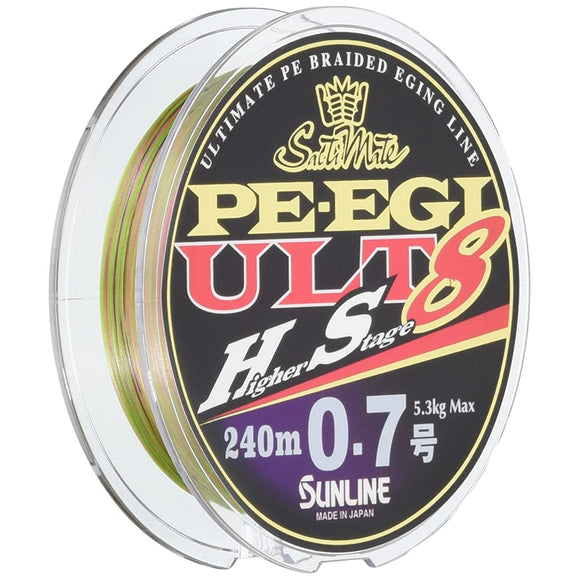 SUNLINE PE Line Saltimate PE Egi ULT HS8 68.4 ft (240 m), No. 0.6 10.9 lbs (4.5 kg), 8 Pieces, White, Pink, Light Green