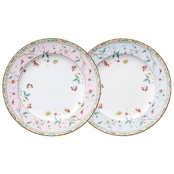 Noritake P97211/4409-56 Plate (Color Changing Pair Set) 8.3 inches (21 cm), Flower Sassa, 2 Pieces, Pink, Blue, Bone China