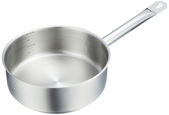 EBM 18 8 Professional Chef Induction Shallow Type One Hand Pot 20 cm No Lid