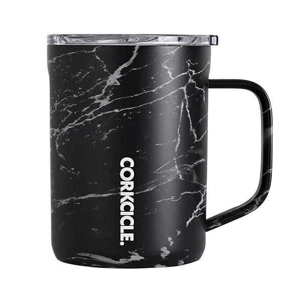 Spice of Life 2516PN Stainless Steel Mug with Lid, 13.5 fl oz (400 ml), COFFEE MUG CORKCICLE Nero Black, 16 oz, Cold and Heat Retention, Vacuum Insulated, Transparent Lid