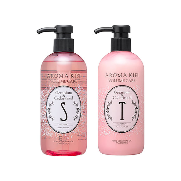 AROMAKIFI Volume Care Shampoo & Treatment Pair Set 500mL + 500mL Geranium & Cedarwood