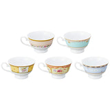 Narumi 41721-33459 Cup and Saucer Set, Floral Boutique, Assorted, 7.1 fl oz (210 cc), Set of 5, Microwave Safe