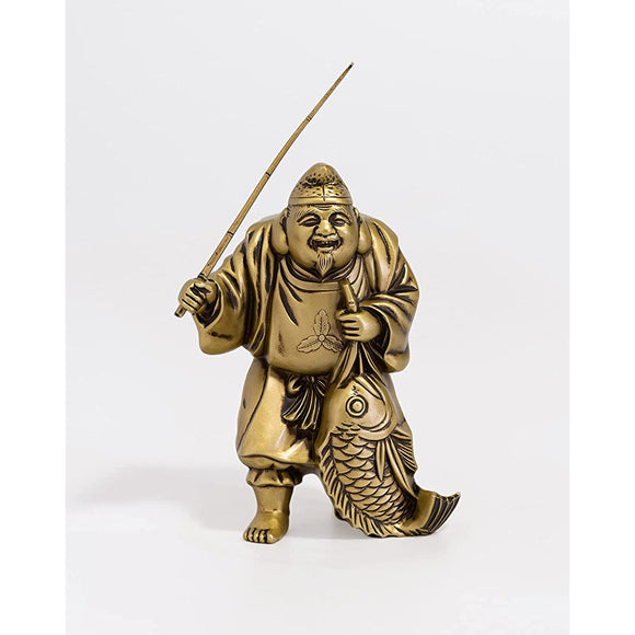 Shichifuku God of Good Luck Ebisu Silky Gold Buddhist Hideumo Makita Original Sculpture Ebisu Buddha Statue, Takaoka Copper Utensil Buddha World Isu (ebisu 7f)