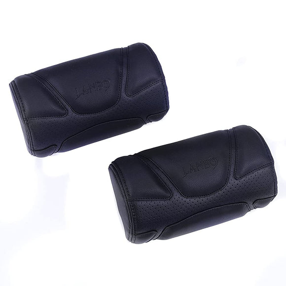 Lanbo Neck Pad Type Void (Set of 2) Black Leather X Black Stitching Neck Pad Universal Prius 50 Series High Ace 200 Series 1 Type 2 Type 3 Type 4 Type 4 Type VOID-NP-BK