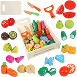 MRG Wooden Playing House 18-Piece Set, Kitchen Ingredients, Magnet, Vegetables, Fish, Wooden Toys, Cuttable, Children, Toddler, Educational Toy, Pretend Play (Vegetable Set x Personalized, Not Included x Wrapping)