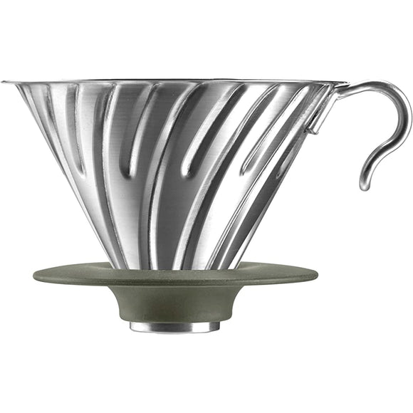 HARIO O-VDM-02-HSV V60 Metal Dripper, For 1-4 Cups, Silver, Made in Japan