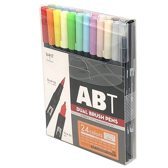 Tombow AB-T24CBA Pencil Pen, Dual Blush Pen, ABT, 24 Color Set, Basic