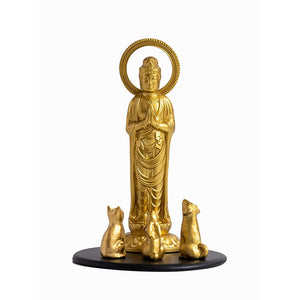 Buddha Statue Pet Kannin Buddha Statue, 3.0 inches (7.7 cm) (Gold), "Animal Protection / Pet Serving" Takaoka Copper Pottery (PKannon/S)