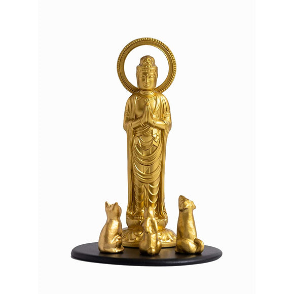 Buddha Statue Pet Kannin Buddha Statue, 3.0 inches (7.7 cm) (Gold), 