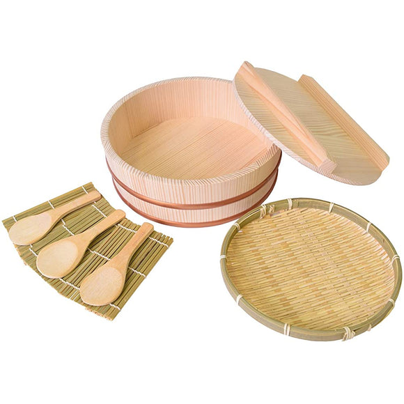 Kiso Craft Hitsu Hand Rolled Sushi Set (with Lid), Made in Japan, Wooden Resin Taga, 10.6 inches (26.8 cm), For 2.5 Cups