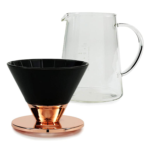 Coffee Server & Coffee Dripper Matte Black (Coffee Dripper Matte Black) [Saga Prefecture/Arita] [Beasty Coffee] Made in Japan (HARIO) Heat Resistant Glass Coffee Server with a Combination of Metal Dripper