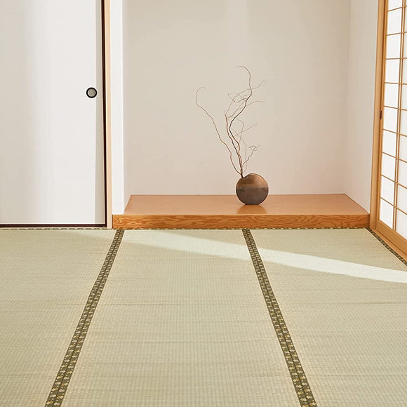 Hagiwara 158002790 Igusa Japanese Overlay Carpet, Green, 10 Edoma Tatami Mats, Textured Weave, Amber