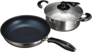 hureizu Frying Pan Set, Stainless Steel 2 Piece Set Induction Suitable sutexi-zi- Ma 9676