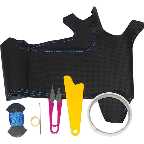 Torico Role Excound MPV (LY) () () DIY Steering Genuine Leather Replacement Kit [BS Design] [1BS1Z27] Left and right Black Leather Punching x Up and Lower Black leather x Blue Stitch