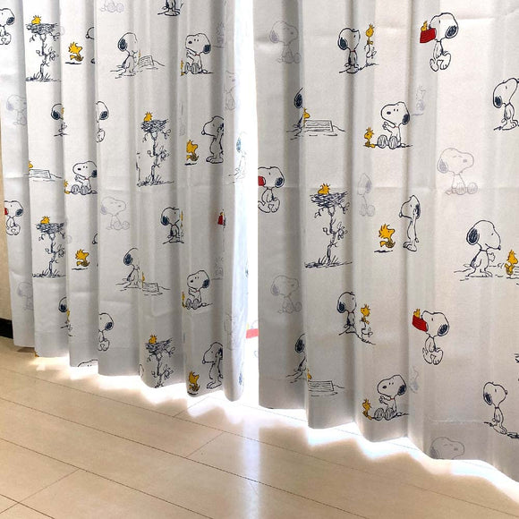 Peanuts KO-16 Snoopy Grade 2 Blackout, Heat Insulating, Curtains, Comic Pattern, Width 39.4 x 70.1 inches (100 x 178 cm), Set of 2, Ivory, Snoopy Character, Washable, Shape Memory, Adult Goods