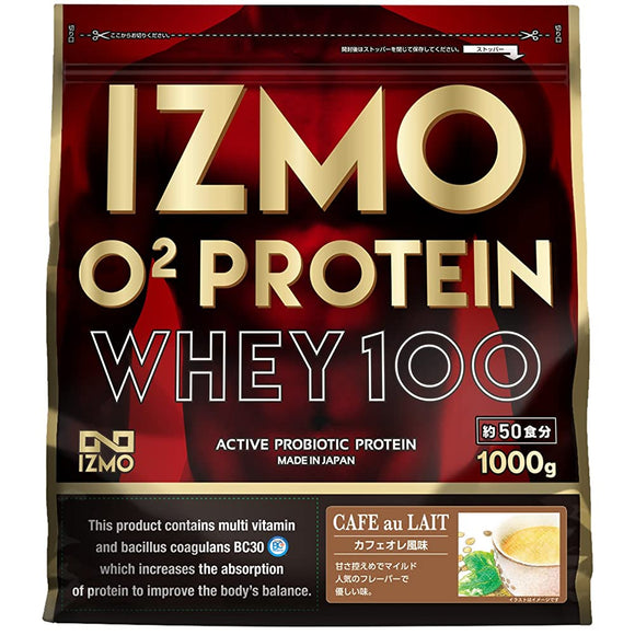 Protein Powder O2 ALPRON IZMO Izumo O2 protein cafe au lait flavor 1kg live lactic acid ...