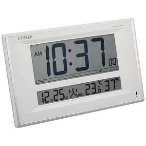 Citizen Wall Clock Atomic Digital R198 Temperature Humidity Calendar Heatstroke Warning Sound Note Function Over and Over Unisex Silver Citizen 8rz198 – 003