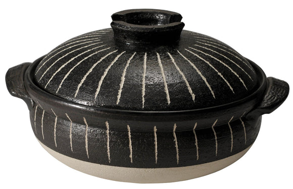 Thermal Falcated Pottery Black Criss Cross Grass No. 9 Pot M7294