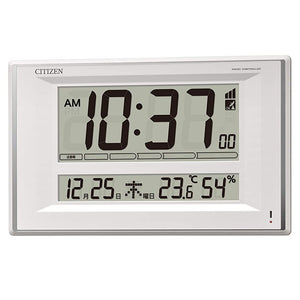 Rhythm Citizen 8RZ224-003 Wall Clock, Table Clock, Multi-purpose, Radio Clock, Temperature, Humidity, Calendar, White