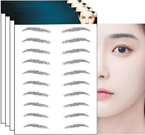 YOUSHY False Eyebrow Tattoo Sticker [40 Pairs] Tatu 4d6d Natural Eyebrow Stick Eyebrow Permanent Makeup Eyebrow Indelible Waterproof Lasting Eyebrow Cosmetic Sticker (Black-E04)