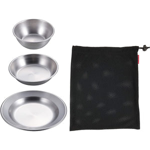 [Captain Stag UY-7036 Tableware Set, Tableware Set, Ball, Plate, Curry Dish, Storage Bag Included, 18-8 Stainless Steel, Made in Japan, Tsubame Sanjo