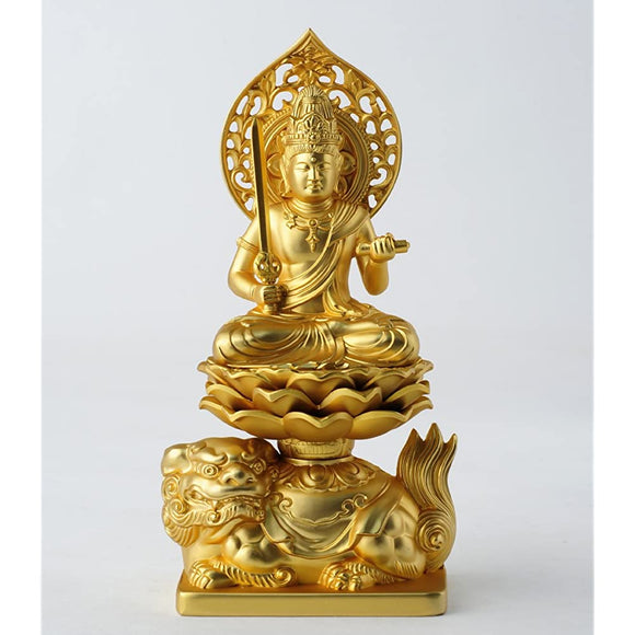Buddha Statue, Bunjusattva, 5.9 inches (15 cm) (Gold Plated/24 karat) Buddhist Hideun Makita Prototype (born in Uzu Year), Zodiac, Takaoka Copperware (Monju Satsu)
