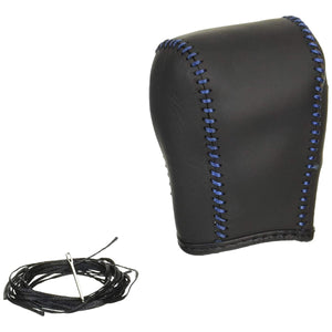 RIM (RIM) SHIFT KNOB EKUSUSUTYENZIKITTO Both Sides Black Leather X on Black Leather X Blue Stitching for USE Caravan P22 - 350