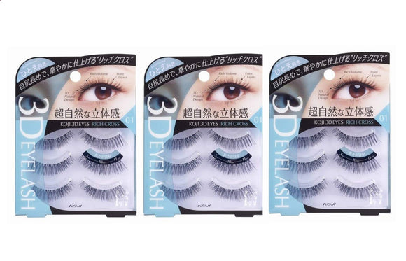 3D EYES Eyelash 01 Rich Cloth (One Face) 2TE6301 Set of 3