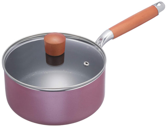 Wahei Freiz RB-1709 Single Handle Pot, 7.1 inches (18 cm), Pink with Glass Lid, Compatible with Induction and Gas