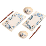 Tikusan Sushi Plate Set Plate Soy Sauce Plate Chopsticks Set (White)