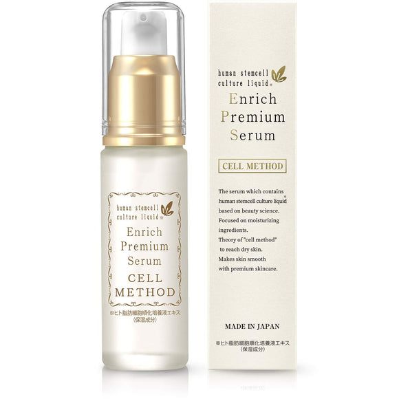 Cell Method Enriched Premium Serum Human Stem Cells Beauty Serum 1.0 fl oz (30 ml) EGF FGF Growth Factor Gloss Factor Stain Wrinkles Sagging Dull Drying Skin Trouble Human Stem Cell Culture Solution