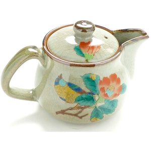 Left Handed Like for Kutani ware [TEAPOT, teapot] Small Camellias and Bird [Back Picture]