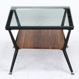 Fuji Boeki 96700 Low Table, Width 31.5 inches (80 cm), Dark Brown, Tempered Glass