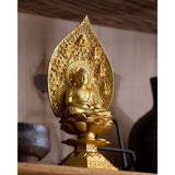 Buddha status, Buddha Nayaki-ZA, 7.1 Inches (18 CM) (Gold Plated/24 Karat) Budhist: Hiduun Makita Original Sculptor_ "Sodou, Rizai Sentai Sanga, Tendai Sanga Copperware (Shanora/L)