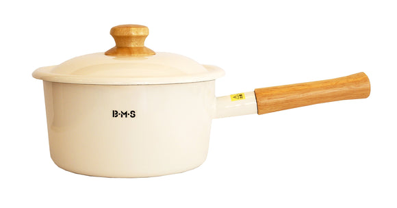 Fuji Enamel Beams BMS-18SDW Simple 7.1 inches (18 cm) Saucepan, White