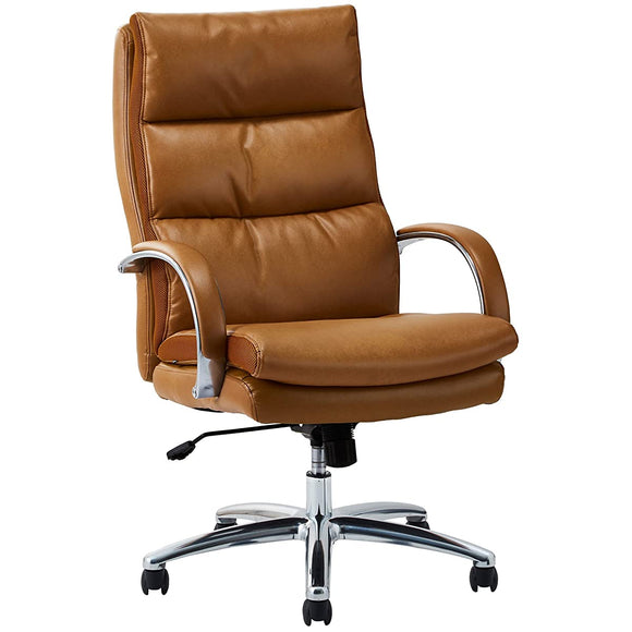 Seki Furnitures Leather Pocket Coil Chair 2 High Type Light Brown 209103