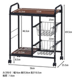 Fuji Boeki 14639 Kitchen Wagon, Storage Wagon, 22.0 inches (56 cm), Black, Brown, Slim, Drawer, Casters Included