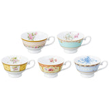 Narumi 41721-33459 Cup and Saucer Set, Floral Boutique, Assorted, 7.1 fl oz (210 cc), Set of 5, Microwave Safe