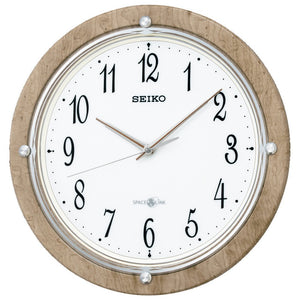 Seiko clock wall clock Satellite Atomic Analog Space Link Space Link Light Brown Wood Grain Pattern gp212 a Seiko