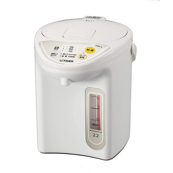 Tiger Thermos PDR-G220-WU Microcomputer Electric Pot, Heat Retention, Energy Saving, Timer, 0.6 gal (2.2 L), Urban White