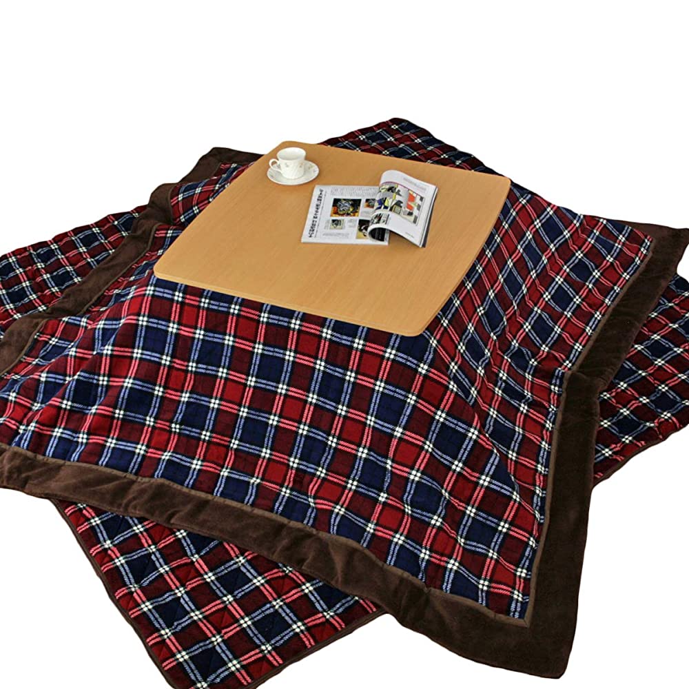 Kotatsu Futon Set Checkered Pattern Microfiber Kotatsu