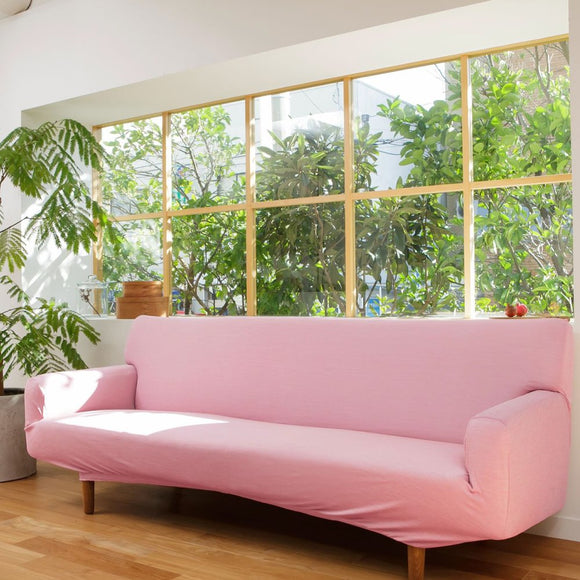 [Beauty Window] Elastic Sofa Cover, Lucky Clover, Stain Resistant, Extra Thick, Stretchable, Fitted Type, Plain, Pastel Pink, 3 Seaters, With Armrests