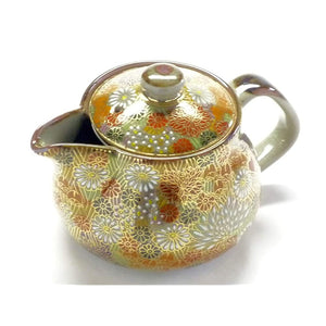 Kyutani Ware (Multi-Purpose Teapot) Large Kaga no Famous Princess Kiven (With Golden Flowers) [Back Picture]