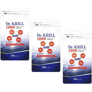 Dr. Krill 1000mg Omega-3 Fatty Acid Antarctic Krill Krill Oil Supplement 90 Capsules 30 Days Supply (3 Bags)